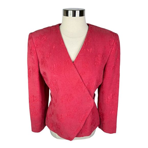Vintage Christian Dior Red Wrap Front Blazer - Size 6 - Picture 4 of 13